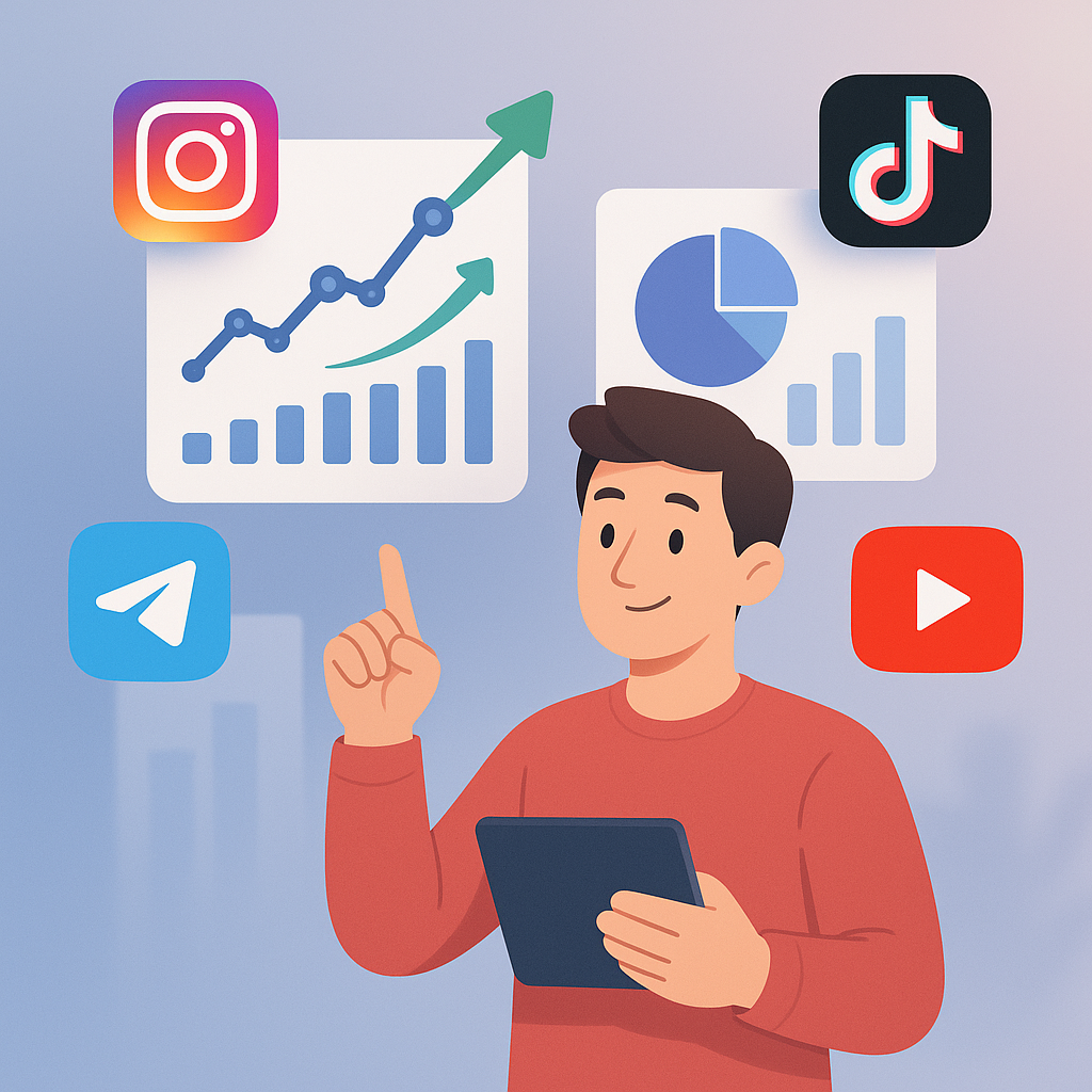 Dashboard view illustrating a YouTube SMM panel workflow with KPIs and a 90-day growth roadmap