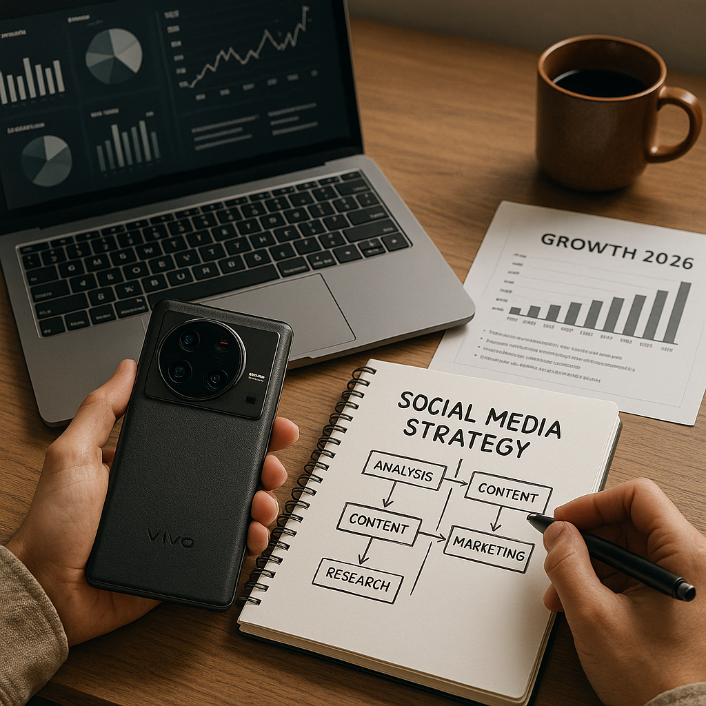 رسم توضيحي لهاتف Vivo القادم مع إعداد كاميرا احترافي