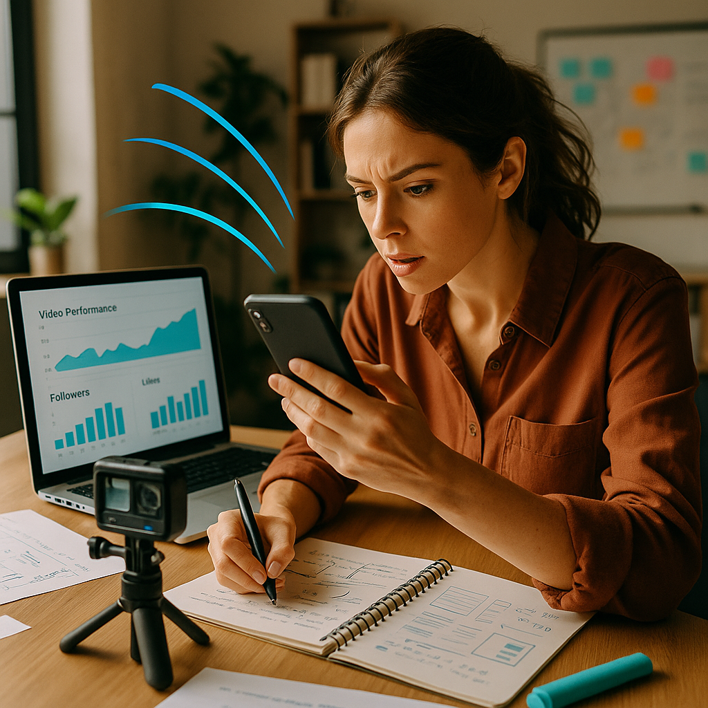 Illustration of data networks with TikTok icon and outage symbols