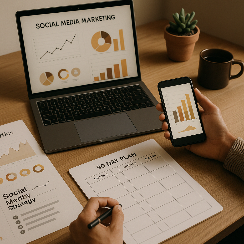 Ilustración corporativa que relaciona Chrome y crecimiento en redes sociales