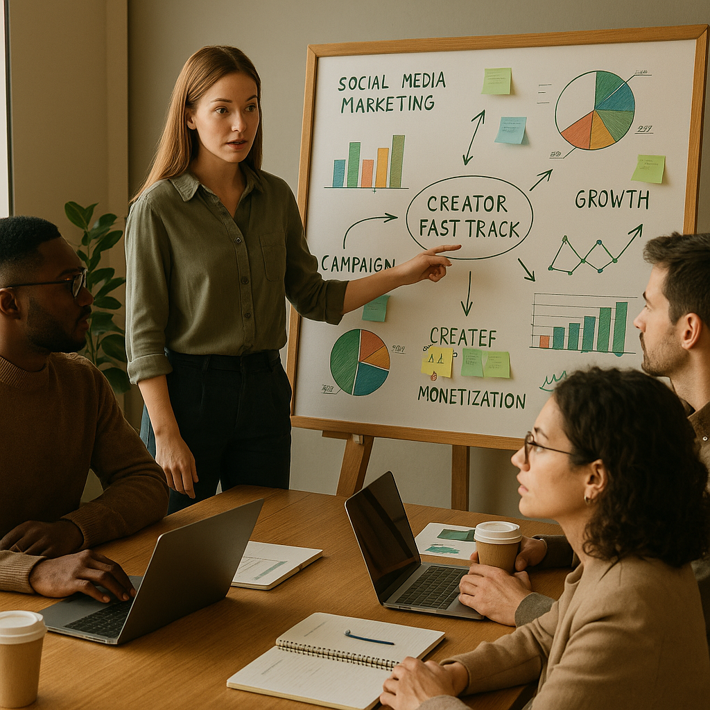 Creator dashboard and Facebook growth analytics concept for audience expansion and monetization