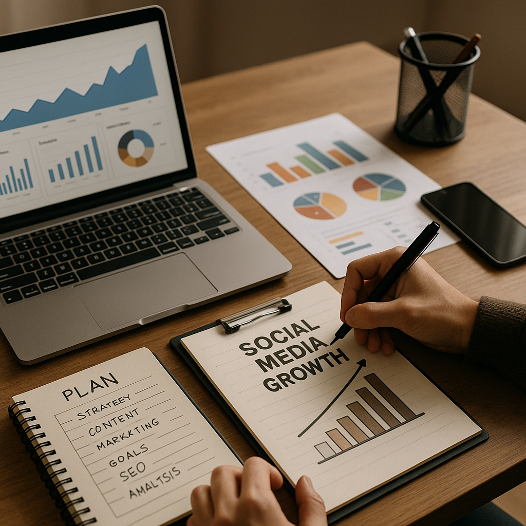 Dashboard screenshot showing fluctuating engagement metrics and a caution symbol
