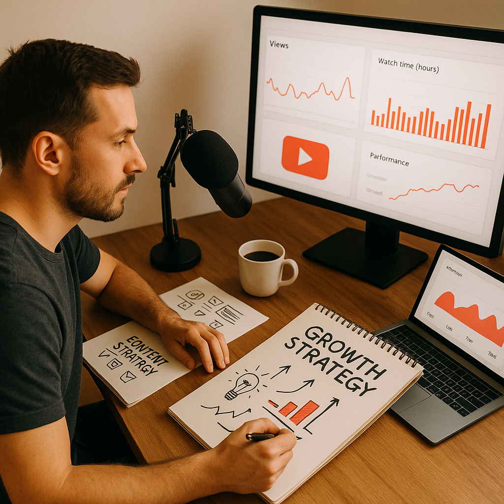 Contenido de un podcast deportivo en YouTube con señales de alineación de marca y crecimiento de audiencia