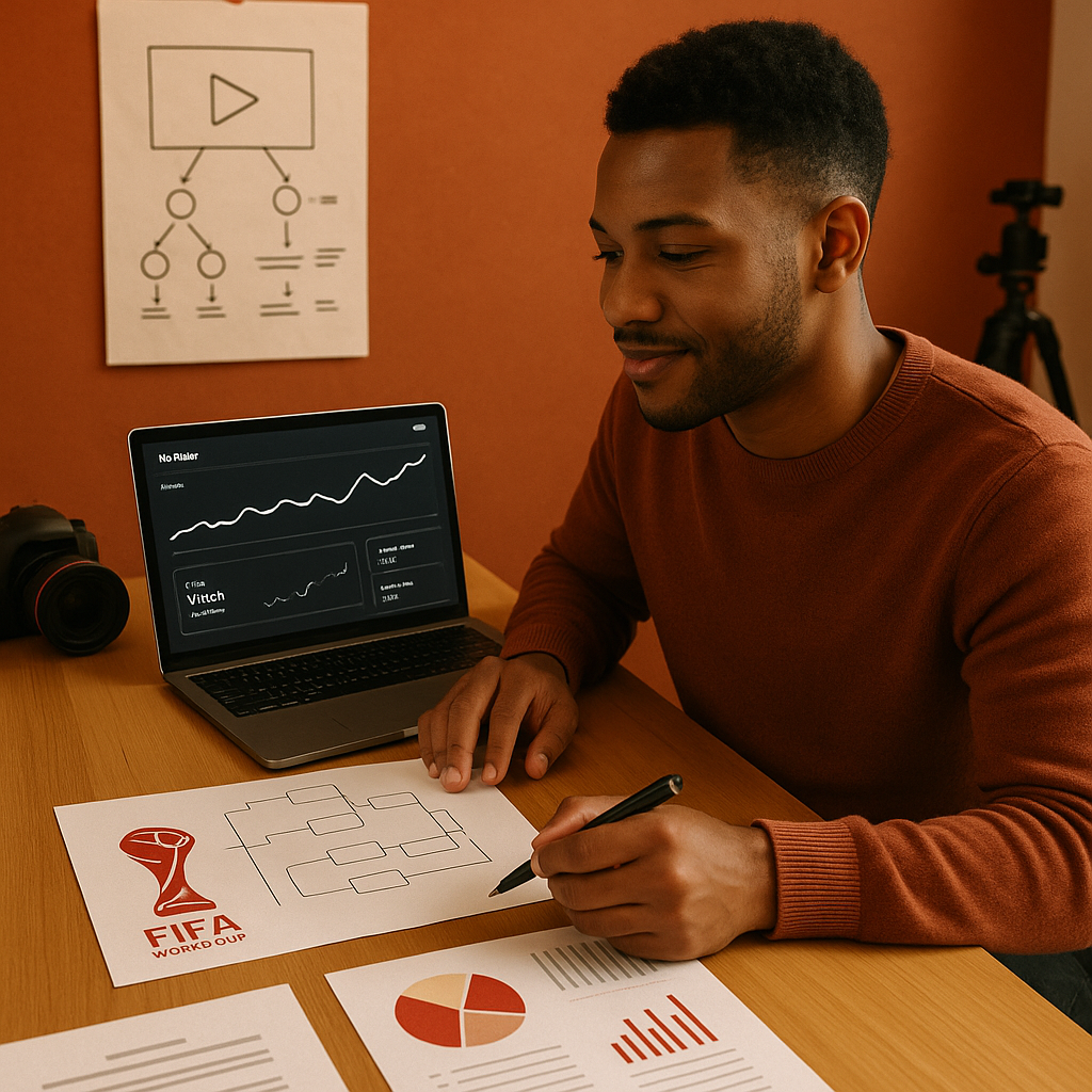 Global soccer stadium with YouTube branding and 2026 World Cup vibe