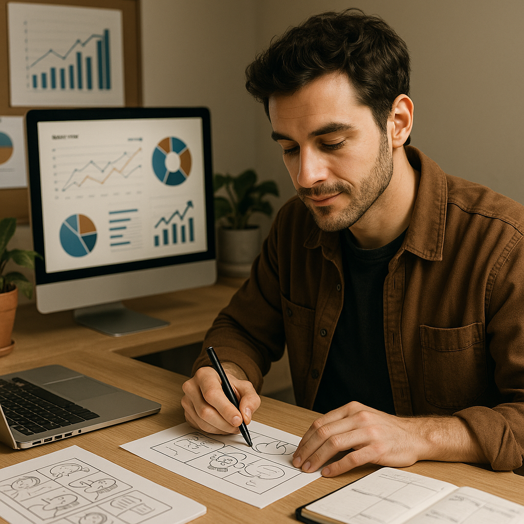 Primo piano di una vignetta disegnata a mano adattata per la distribuzione web