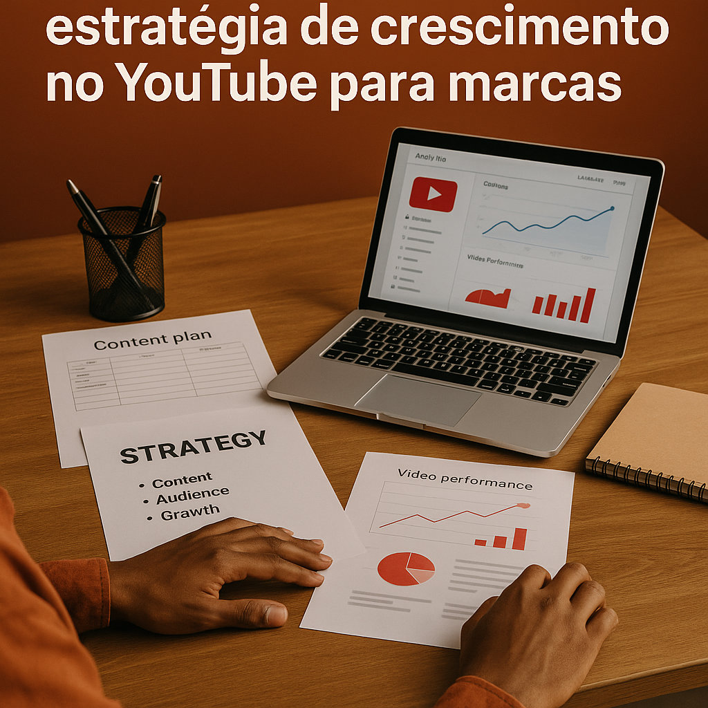 Episódio de podcast esportivo reproduzindo no YouTube com anotações de estratégia de marca na tela