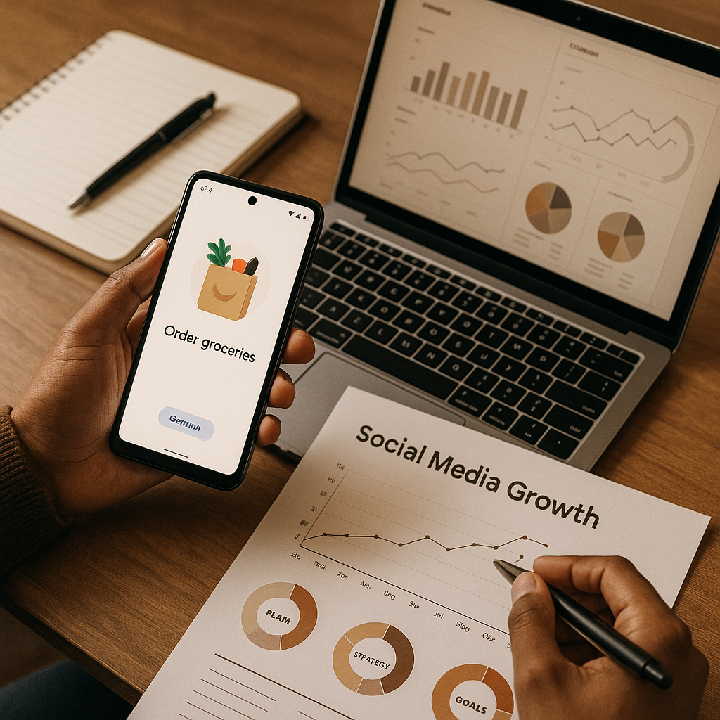 Vue conceptuelle d’un Pixel avec Gemini gérant des commandes et interactions sociales