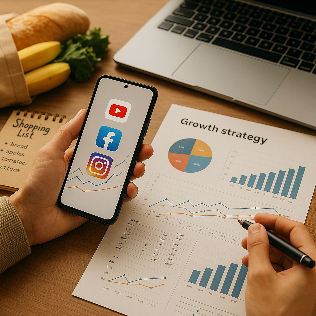 Skjermbilde av Google Pixel-Gemini-integrasjon for dagligvarer og sosiale medier markedsføring