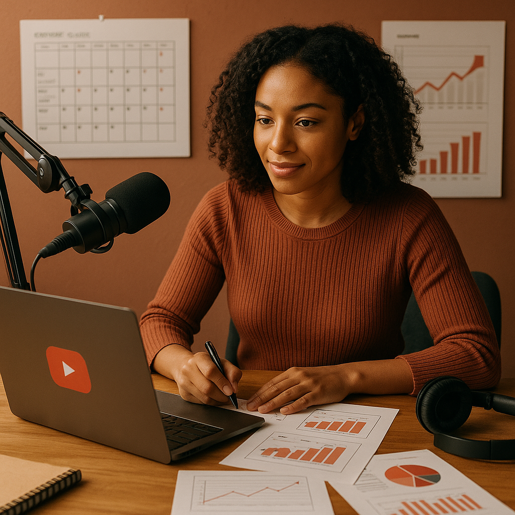 Épisode de podcast sportif en lecture sur YouTube avec des notes de stratégie de marque à l'écran