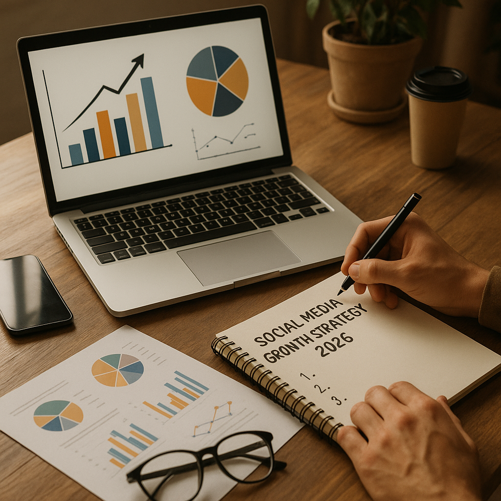 Editorial collage illustrating social media growth metrics and critique of expert reviews
