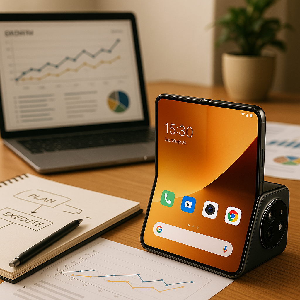 Close-up of Oppo Find N6 foldable display showing near-creases