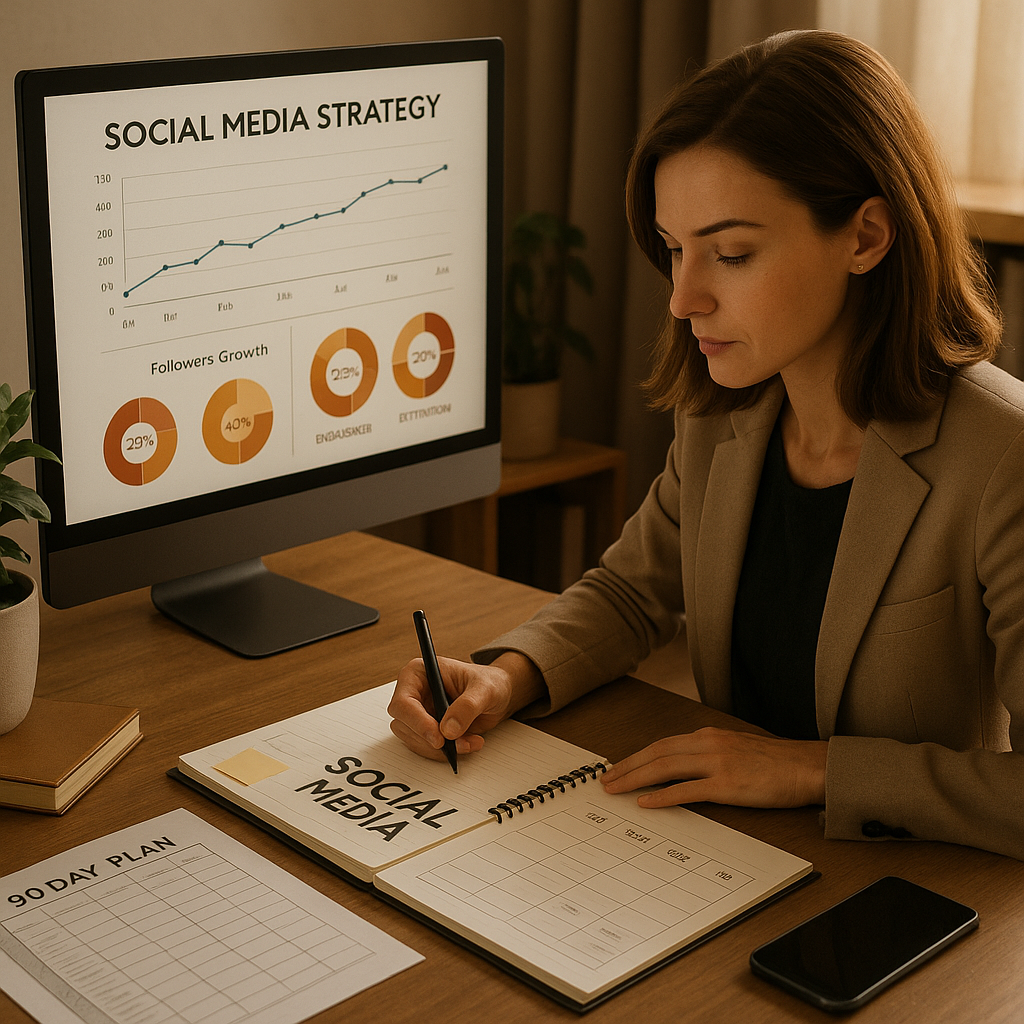 Una conferenza professionale con pubblico sfocato e un leader al podio