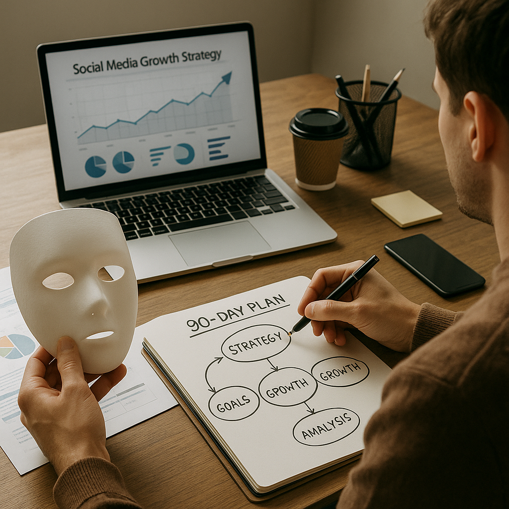 A stylized digital shield overlaid with social icons symbolizing protective strategy against anonymous accounts