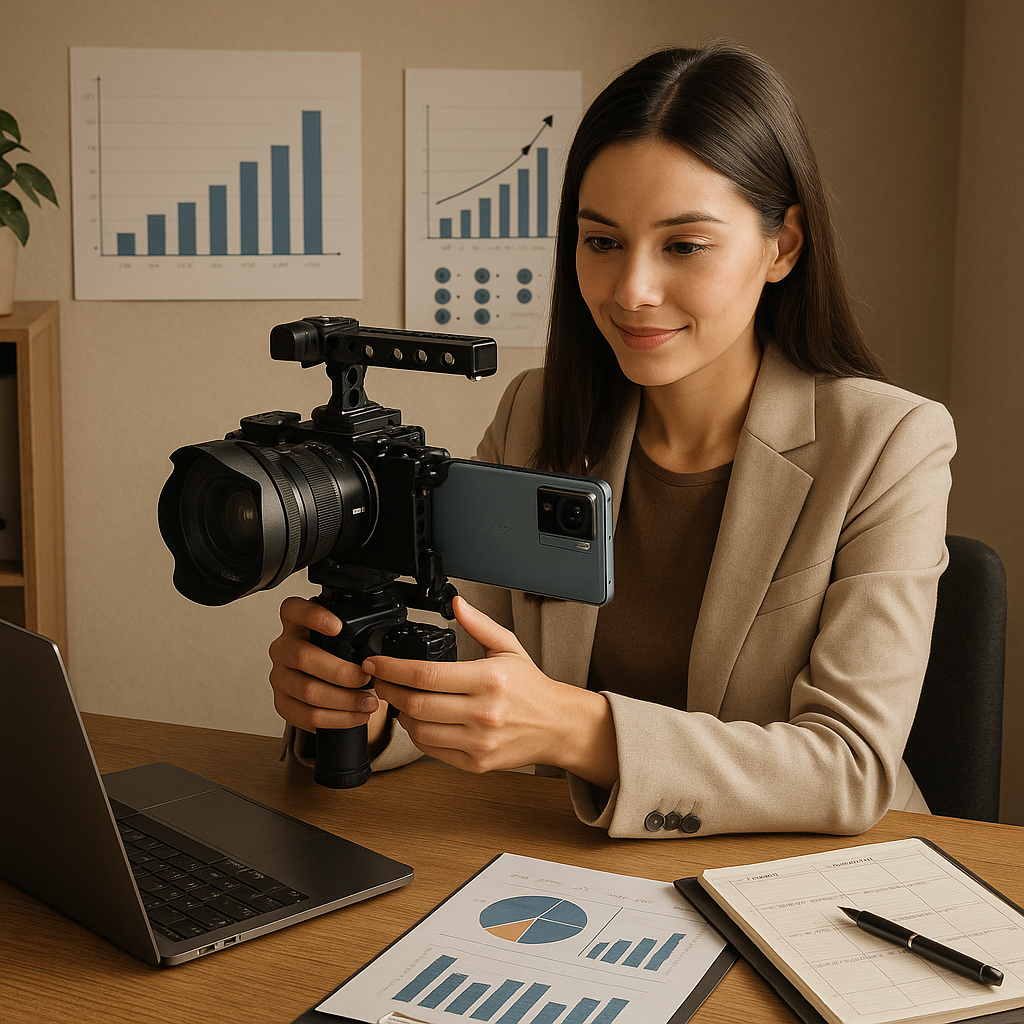 Ilustrasi Vivo dengan rig kamera profesional