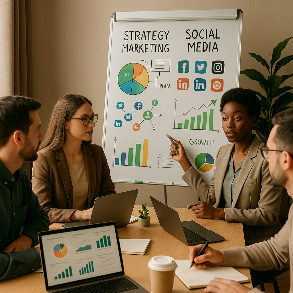 Tableau de bord montrant la veille sur les réseaux sociaux, les mentions de marque et les tendances d’engagement