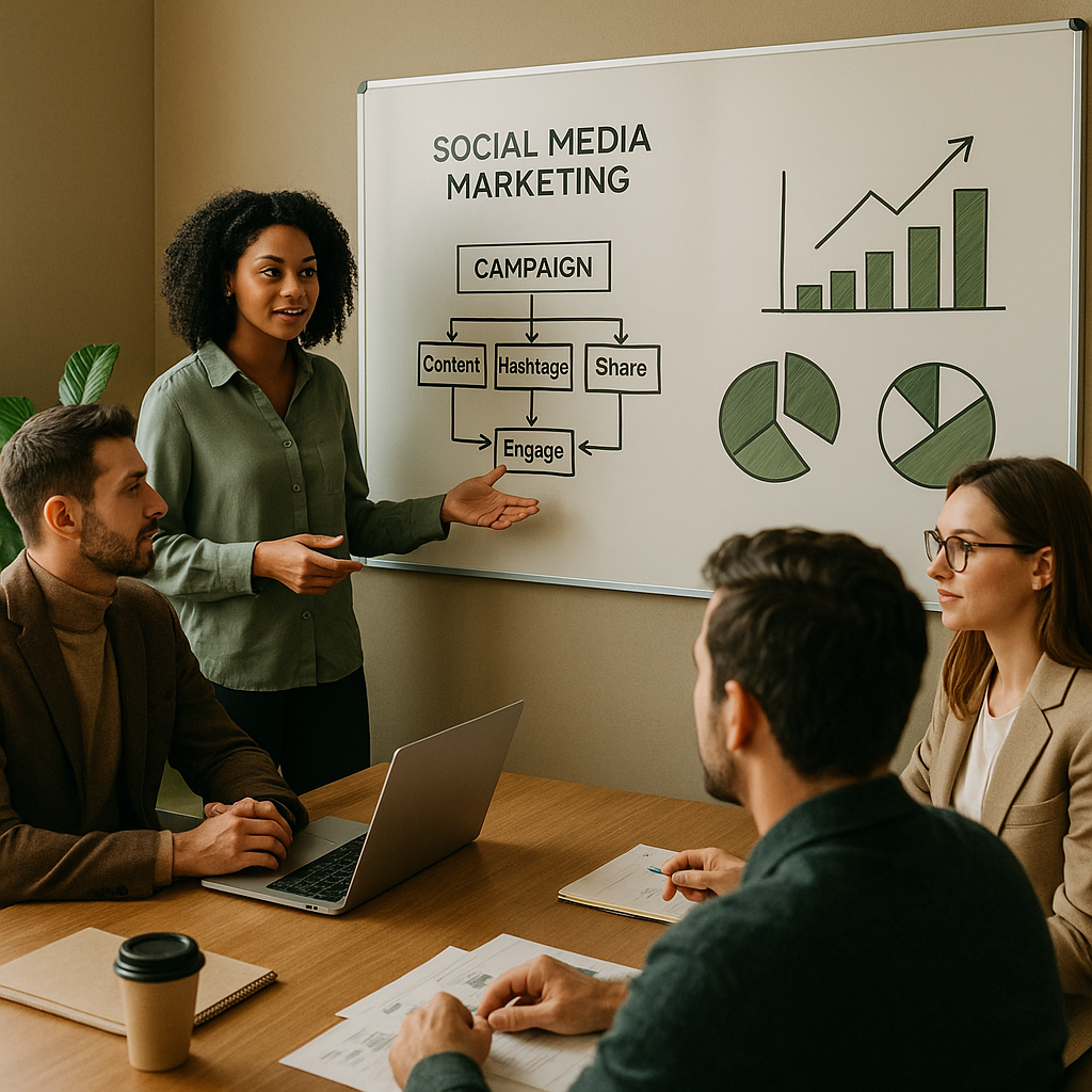 Scrivania con strumenti per content creator dedicati a pianificazione, editing, analytics e pubblicazione sui social