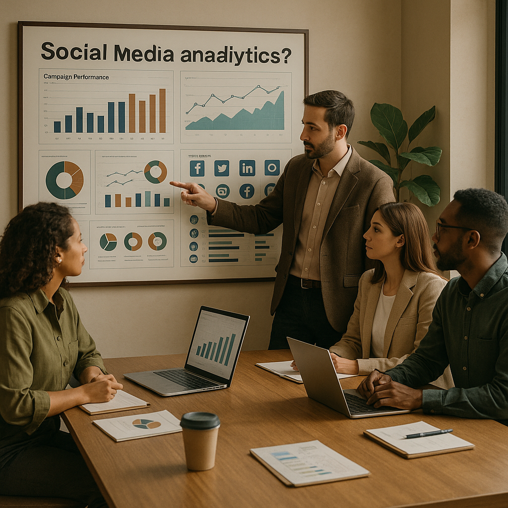 Dashboard con metriche e grafici di social media analytics