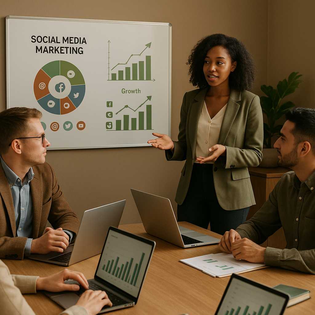 Illustration of a creator dashboard with open social web distribution channels and content analytics