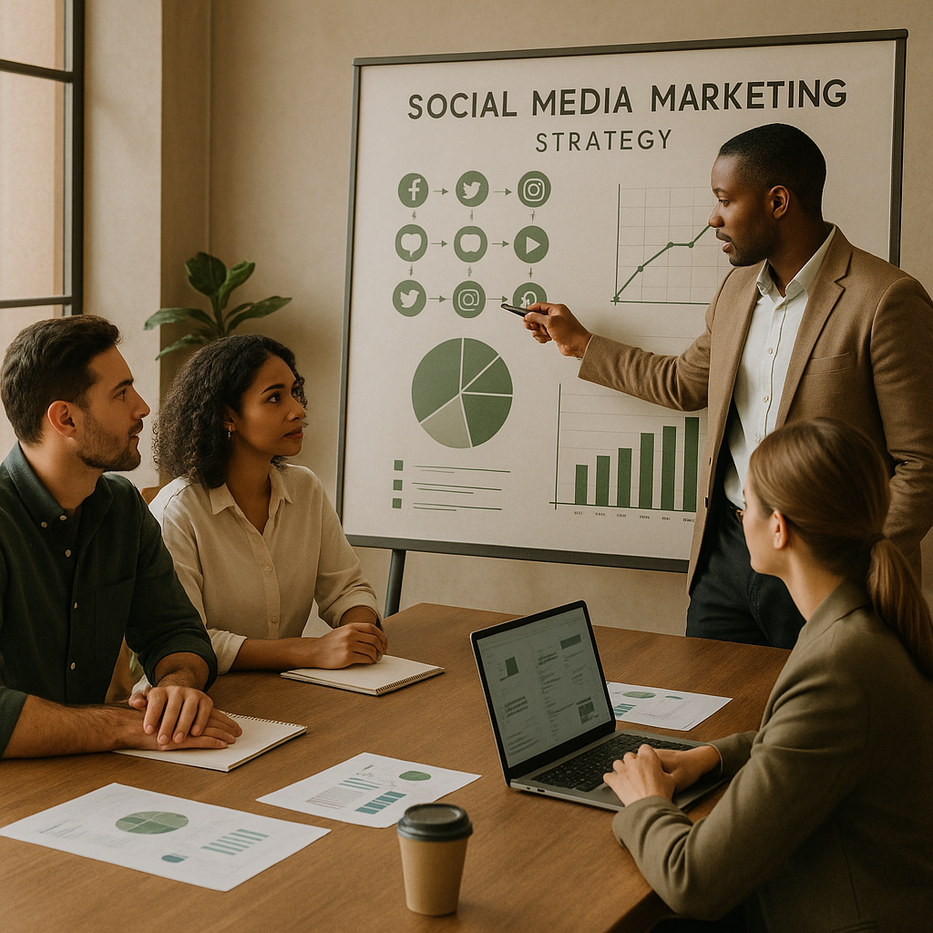 Illustration d’un tableau de bord créateur avec canaux de distribution du web social ouvert et données d’analyse de contenu