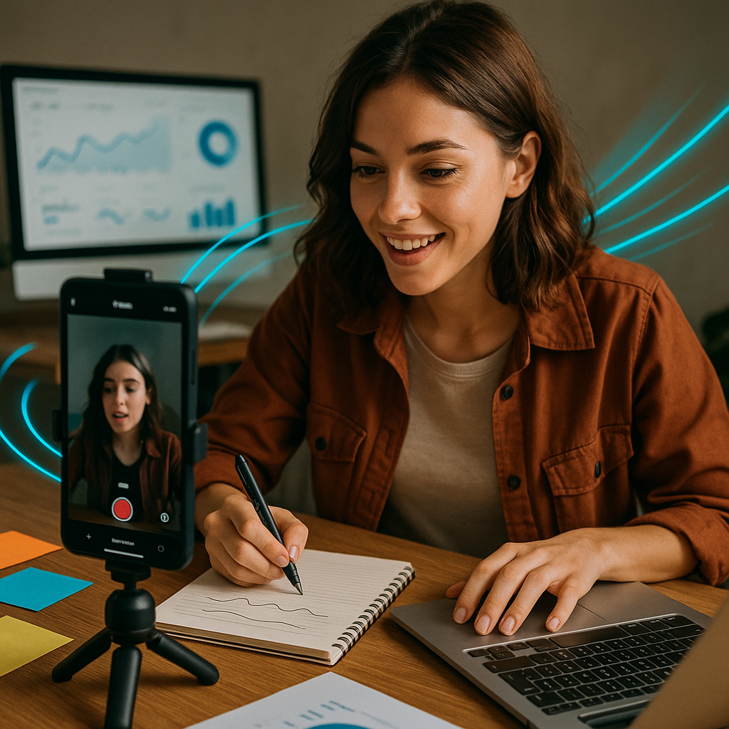 Smartphone met trending TikTok-audio en creator analytics in april 2026