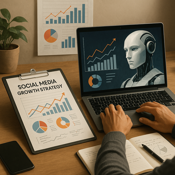 Abstract artwork representing AI and social media growth