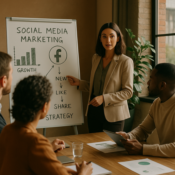 Illustration d'une stratégie de croissance pour créateurs Facebook avec indicateurs d'audience et de monétisation