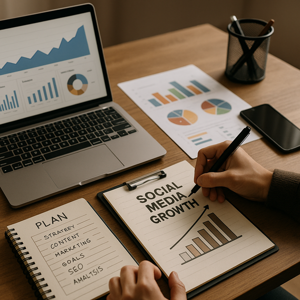 Dashboard screenshot showing fluctuating engagement metrics and a caution symbol