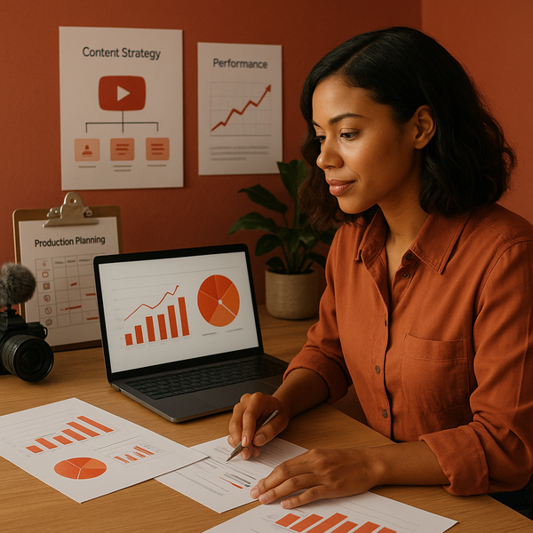 Illustration eines Dashboards mit Retailer-Daten, Zielgruppen-Insights und YouTube-Kampagnenplanung