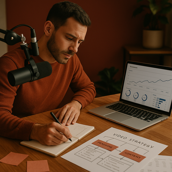 Episodio di sports podcast su YouTube con note di strategia brand sullo schermo