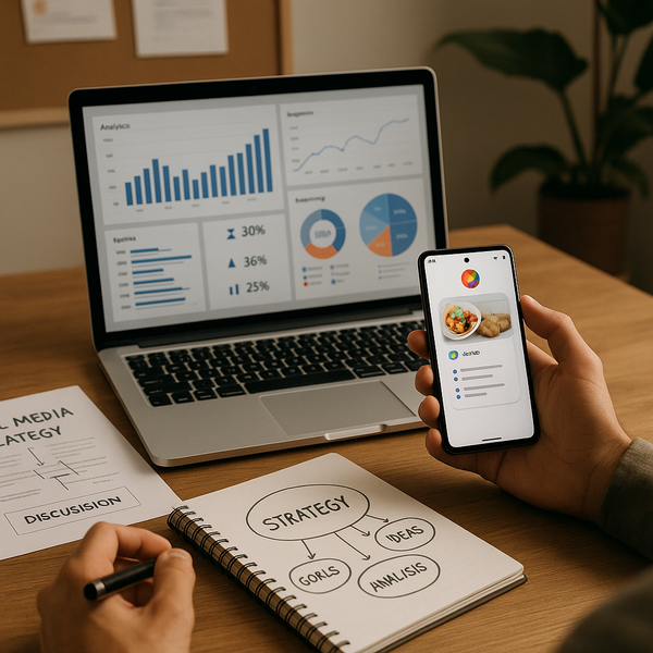 תרשים Pixel ו-Gemini המתחברים למסחר און-ליין ואוטומציה חברתית