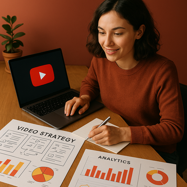 Illustratie van retailerdata, doelgroepinzichten en YouTube-campagneplanning op een dashboard