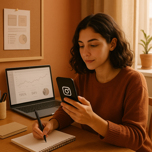 Instagram analizleri ve grafikler gösteren akıllı telefon ekranının yakından görünümü