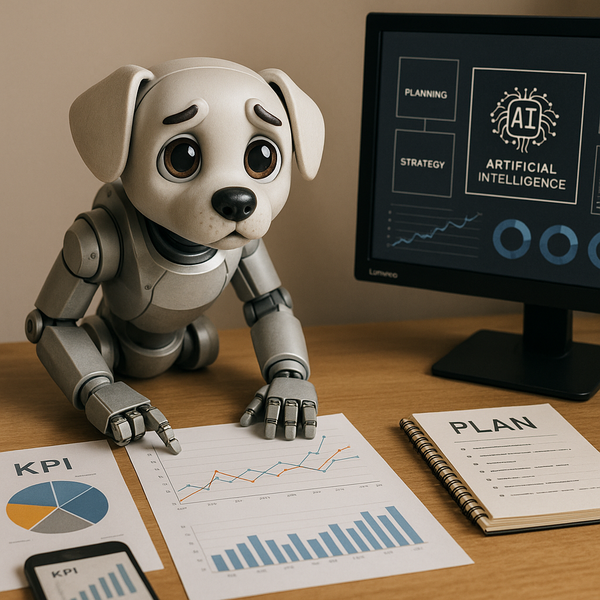 ロボットアームと犬の目を模したディスプレイを備えるLenovoのデスクトップAI概念