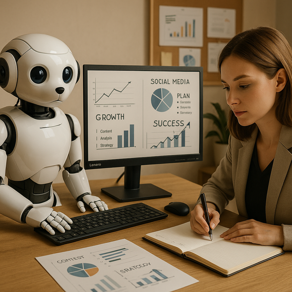 Koncepcja Lenovo AI na pulpicie z ramieniem robota i oczami podobnymi do szczeniaka