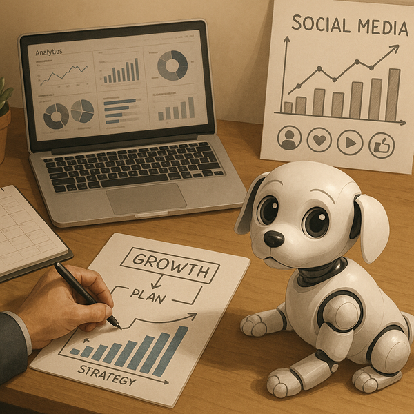 Nahaufnahme eines Robotik-Arms mit freundlichen Pupillen-Gesichtern am Lenovo-Desktop