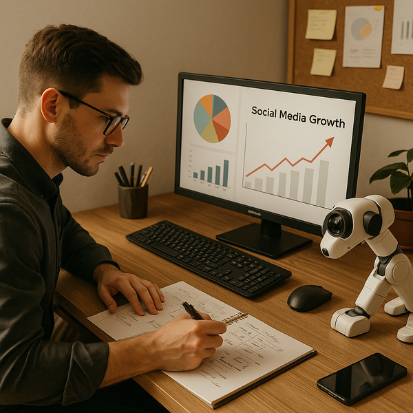 Lenovo masaüstü AI kavramını betimleyen robot kolu ve sevimli gözler