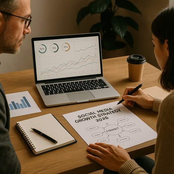 Grafico strategia crescita social media e partnership AI