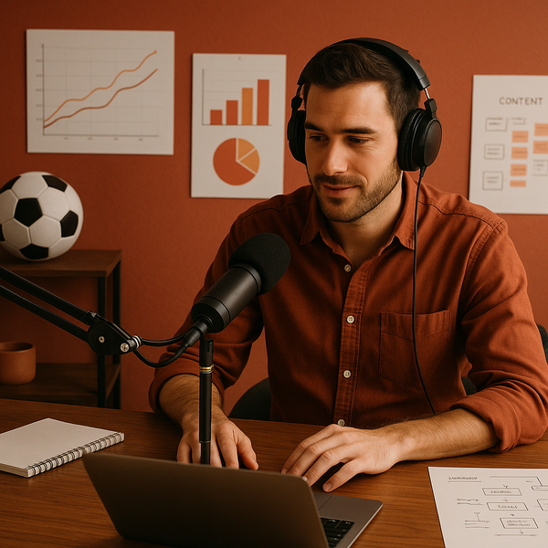 Conteúdo de podcast esportivo exibido no YouTube com sinais de alinhamento de marca e crescimento de audiência