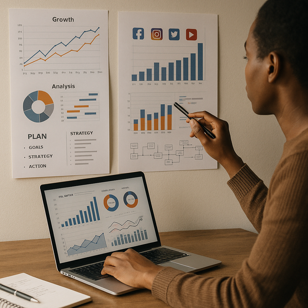 Illustration of a security ring and growth arrows representing privacy-aware social media growth