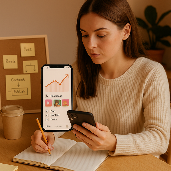 Близкий план экрана смартфона с аналитикой Инстаграма и графиками