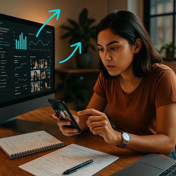 Illustration av data-nätverk med TikTok-ikon och utfallsymboler