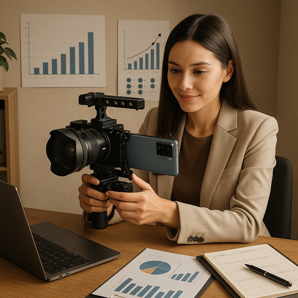 Ilustrasi Vivo dengan rig kamera profesional