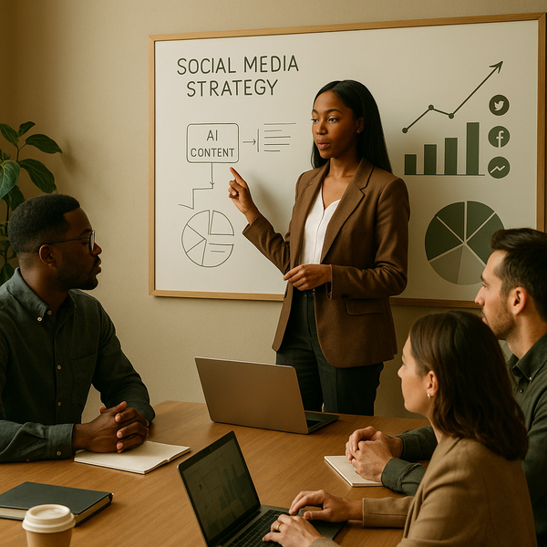 Abstract illustration of AI-powered marketing workflow