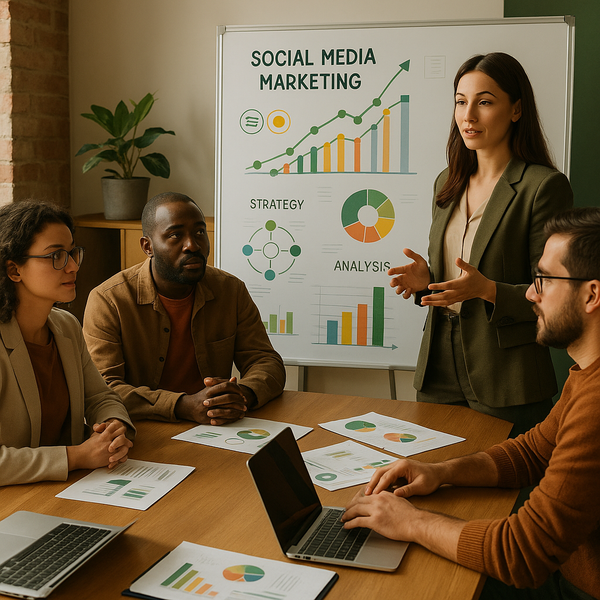 Person solving a word puzzle on a mobile screen, illustrating puzzle-based engagement and social media strategy