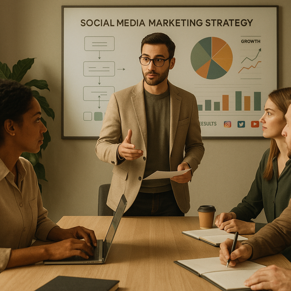 Silhouettes of people engaging with social media analytics on screens