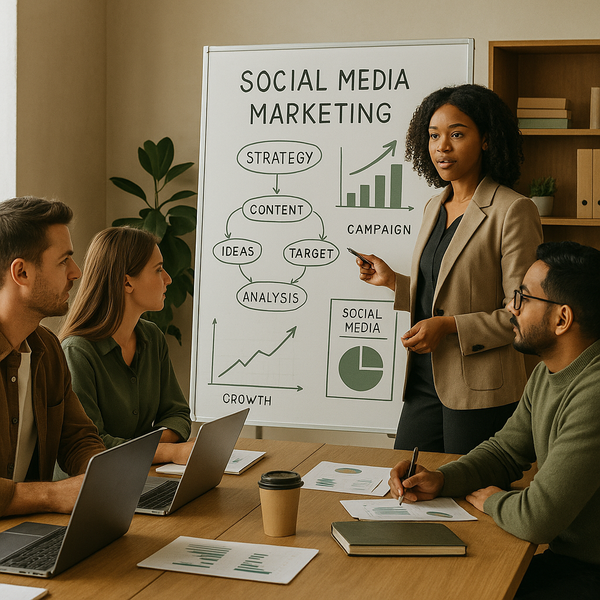 Workspace with content creator tools for planning, editing, analytics, and social media publishing