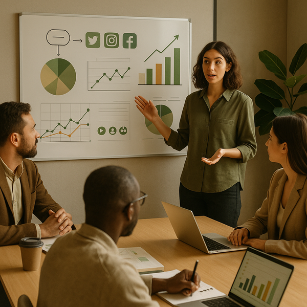 Creador neurodivergente planificando una estrategia de marketing en redes sociales con notas, calendario y móvil sobre un escritorio