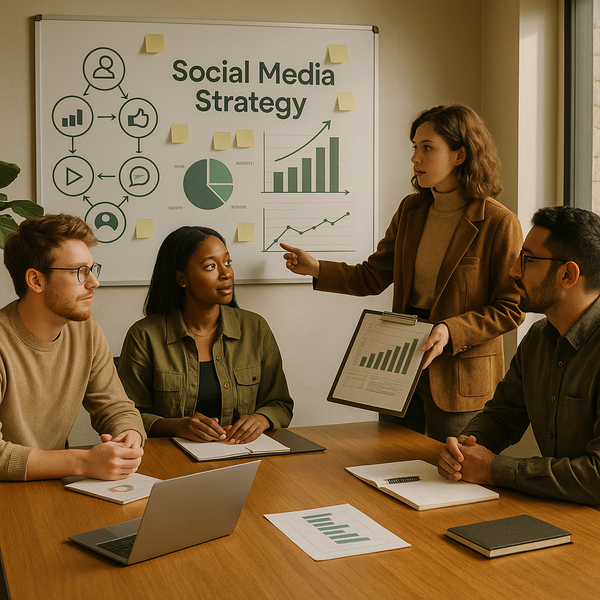 Créateur neurodivergent planifiant une strategie marketing reseaux sociaux avec notes, calendrier et téléphone sur un bureau