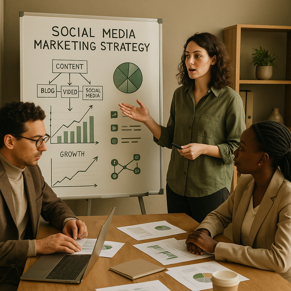 Neurodivergent creator planning a social media marketing strategy with notes, calendar, and phone on a desk