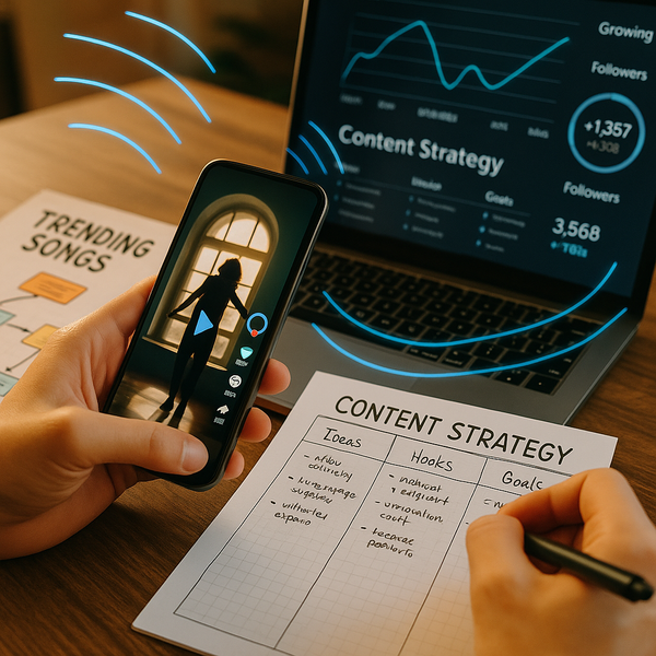 Smartphone-Ansicht mit TikTok-Trend-Songs und Creator-Analytics im April 2026